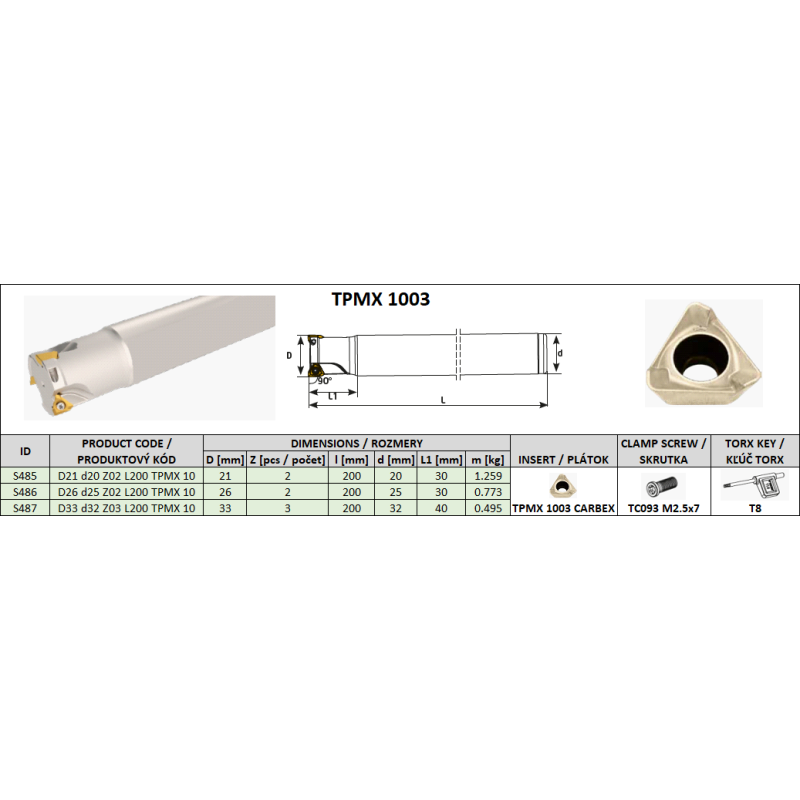 End Mill S485-S487 TPMX 1003